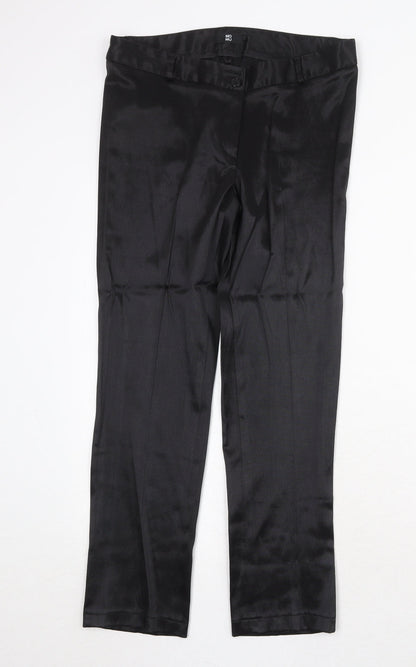 Momu Womens Black Cotton Trousers Size 12 Regular Zip