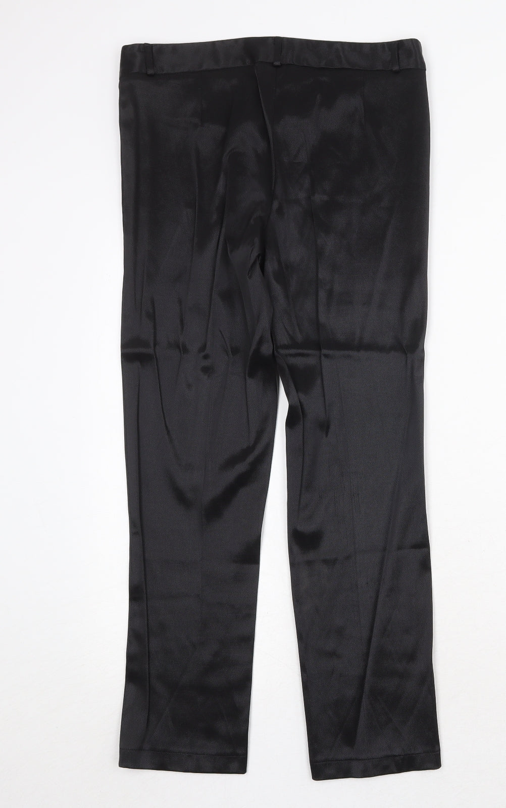 Momu Womens Black Cotton Trousers Size 12 Regular Zip