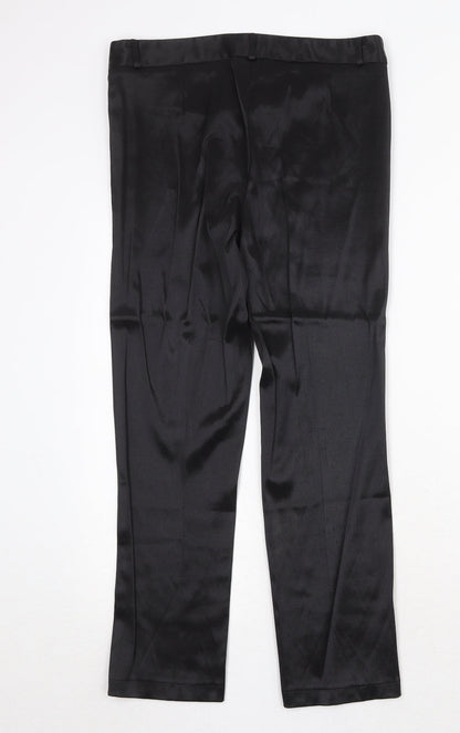 Momu Womens Black Cotton Trousers Size 12 Regular Zip