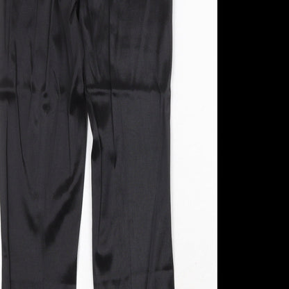 Momu Womens Black Cotton Trousers Size 12 Regular Zip