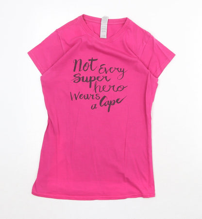 Womens UK Size M Gildan Pink Basic T-Shirt