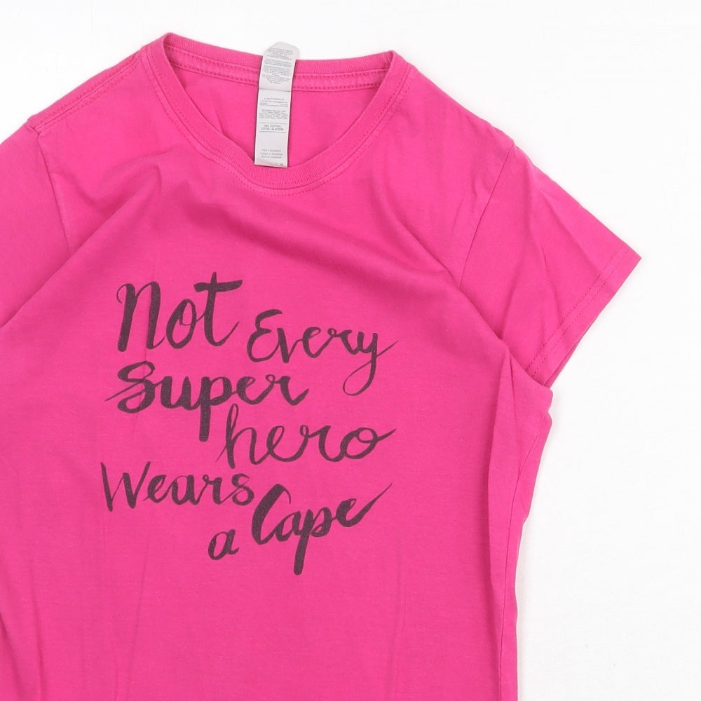 Womens UK Size M Gildan Pink Basic T-Shirt