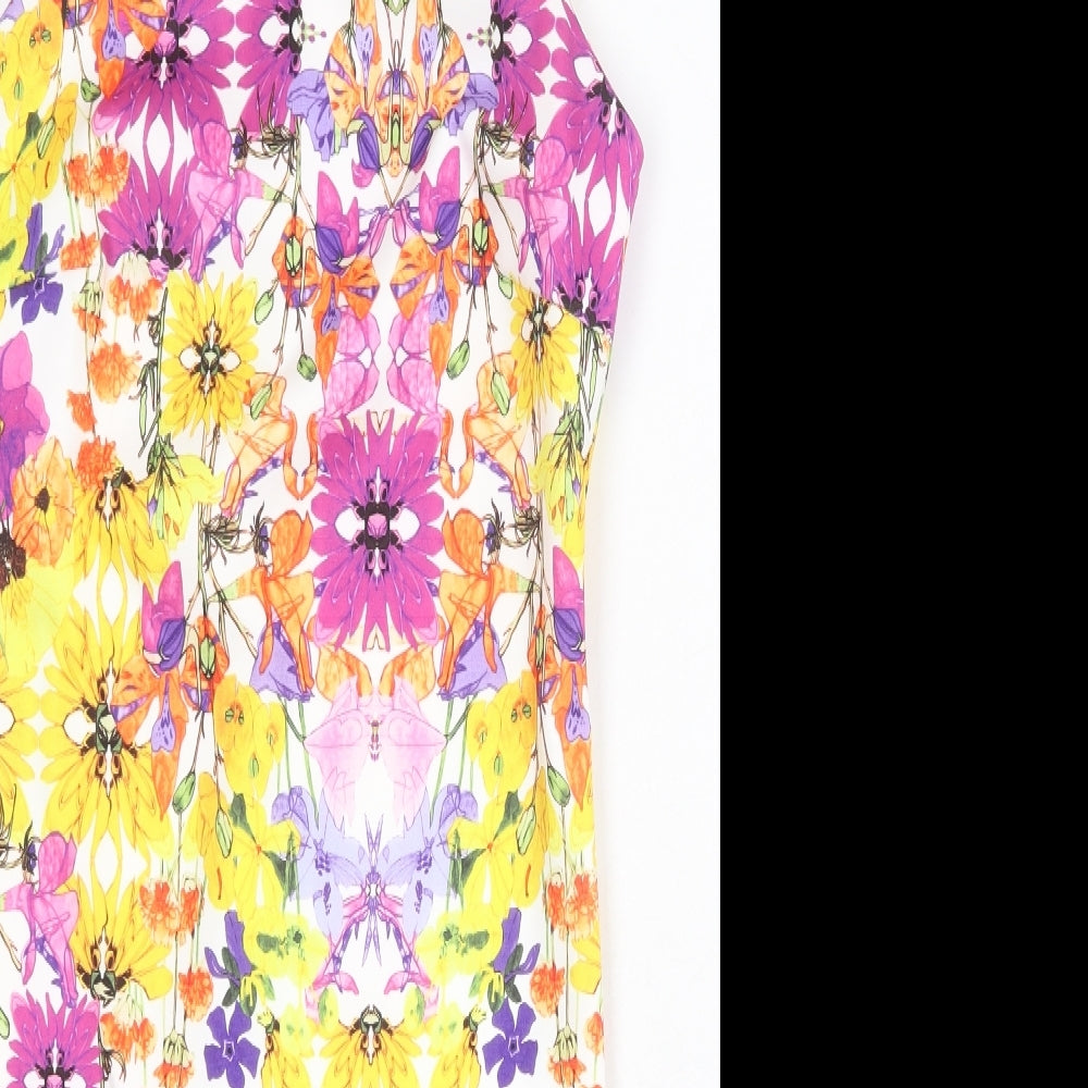 Body Flirt Womens Multicoloured Floral Polyester Pencil Dress Size S Boat Neck Pullover