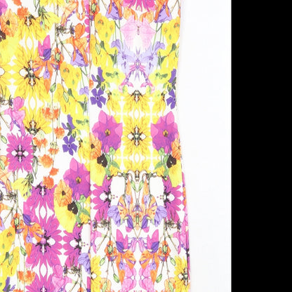 Body Flirt Womens Multicoloured Floral Polyester Pencil Dress Size S Boat Neck Pullover