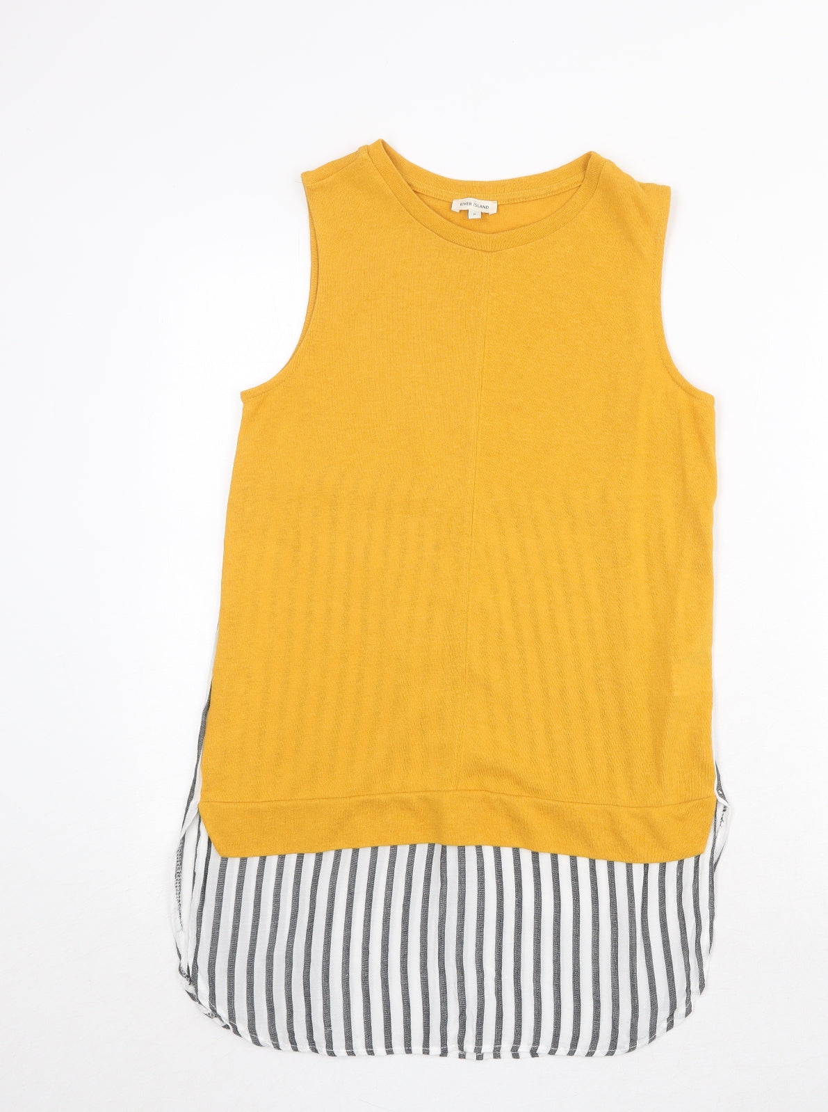 Womens UK Size 8 River Island Yellow Basic Tank