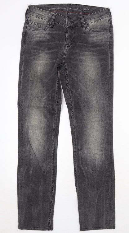 Mustang Womens Grey Cotton Straight Jeans Size 27 in Regular Zip