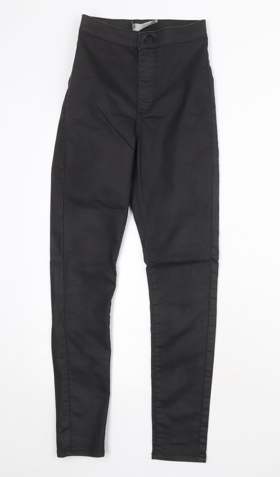 Topshop Womens Black Cotton Skinny Jeans Size 25 in Regular Zip - Coated