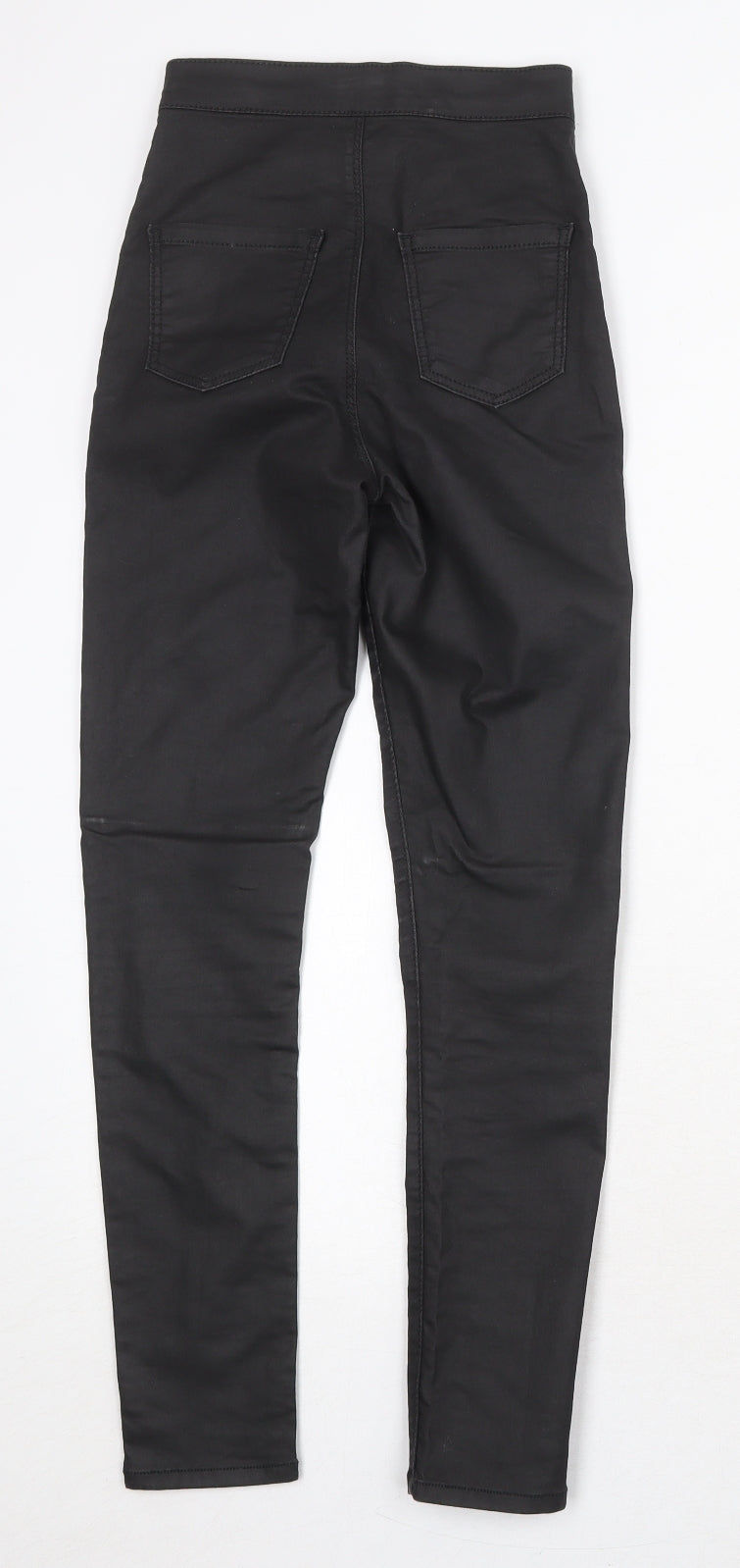 Topshop Womens Black Cotton Skinny Jeans Size 25 in Regular Zip - Coated