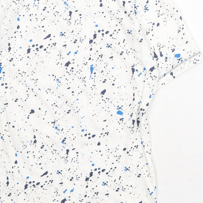 M&Co Boys White Geometric 100% Cotton Pullover T-Shirt Size 9-10 Years Crew Neck Pullover - Squad