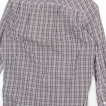 St George Mens Grey Plaid Cotton Button-Up Size S Collared Button