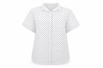 St Michael Womens White Geometric Polyester Basic Button-Up Size 14 Collared