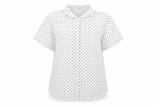 St Michael Womens White Geometric Polyester Basic Button-Up Size 14 Collared