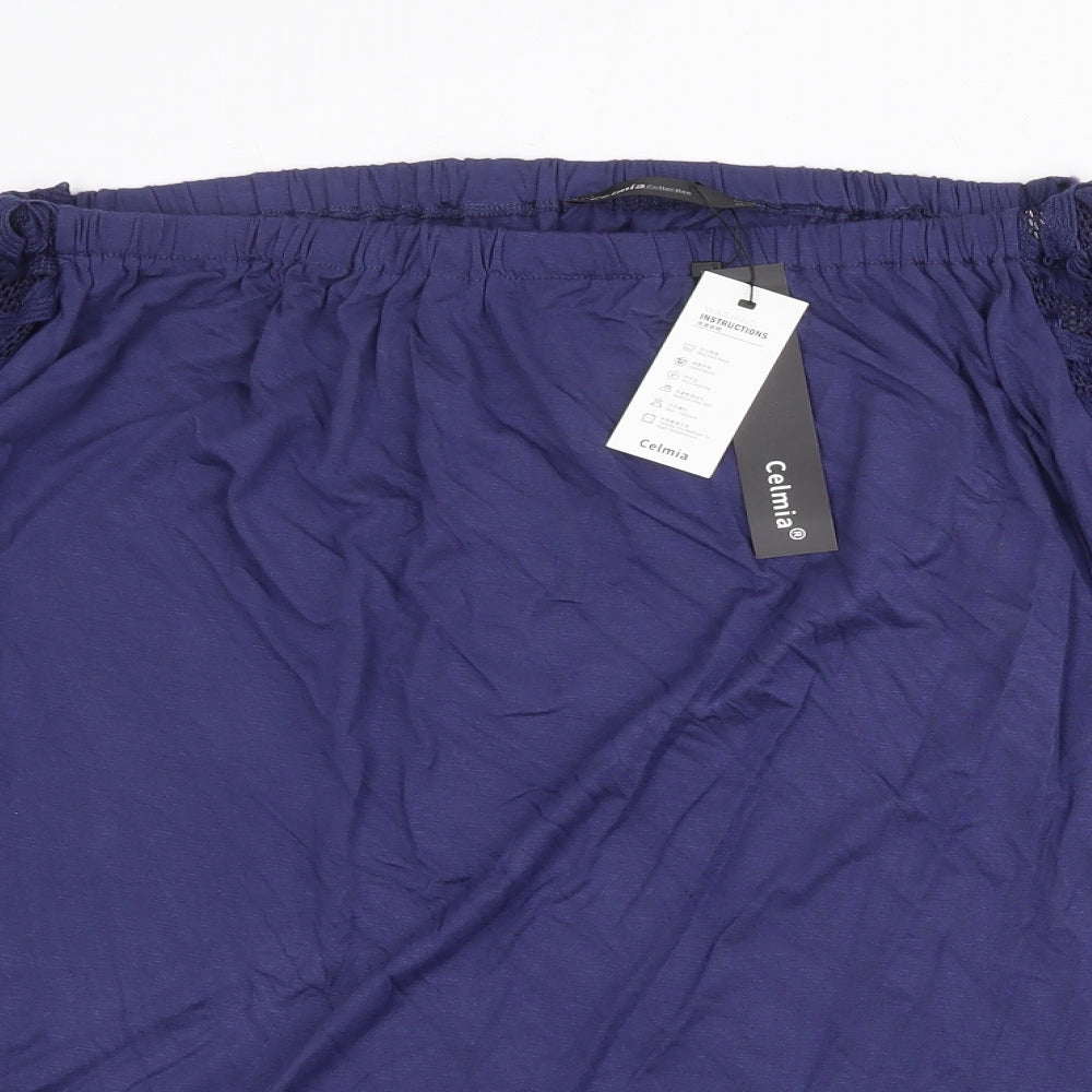 Womens UK Size M Celmia Blue Basic Blouse