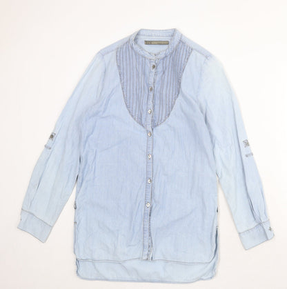 Womens UK Size XS Zara Black Basic Button-Up