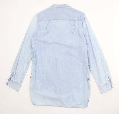 Womens UK Size XS Zara Black Basic Button-Up