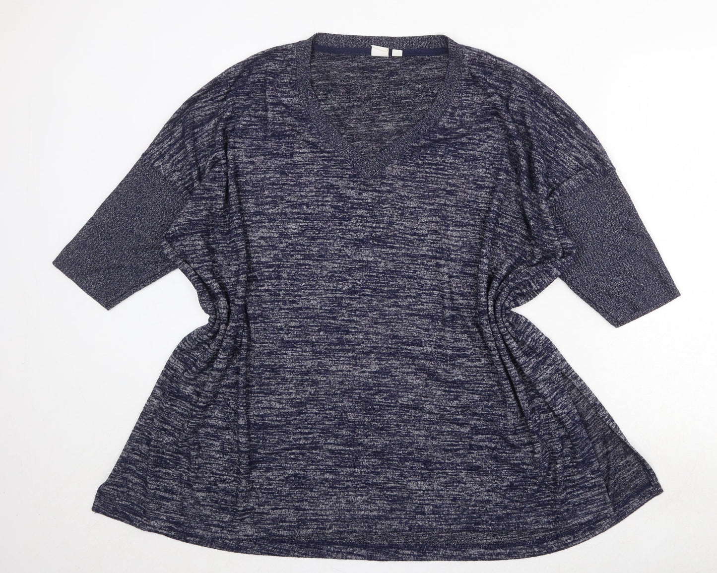 Gap Womens Blue V-Neck Polyester Pullover Jumper Size L