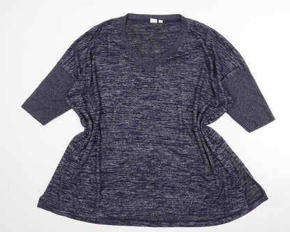 Gap Womens Blue V-Neck Polyester Pullover Jumper Size L