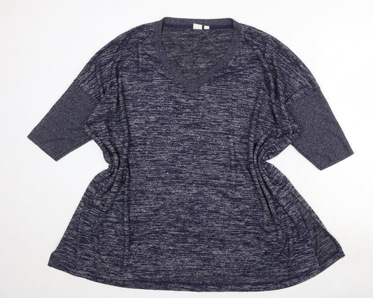 Gap Womens Blue V-Neck Polyester Pullover Jumper Size L