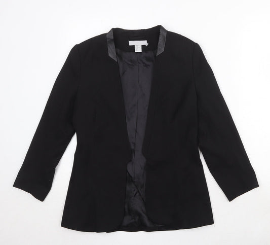 H&M Womens Black Polyester Jacket Blazer Size 10