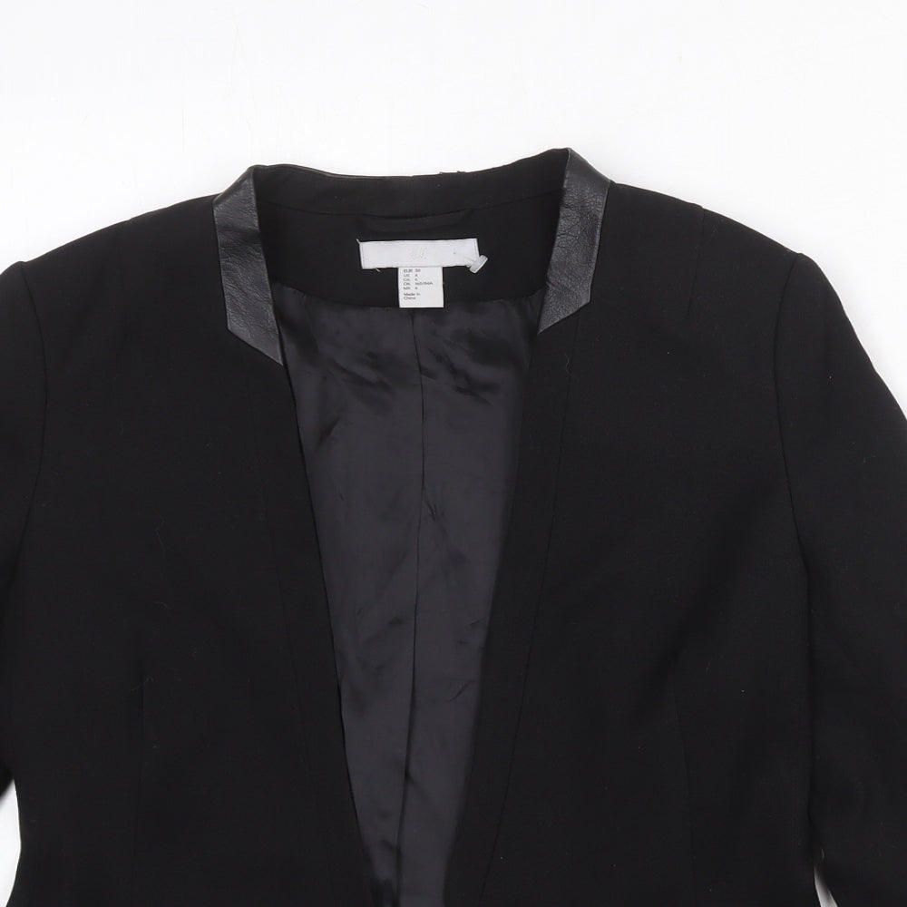 H&M Womens Black Polyester Jacket Blazer Size 10
