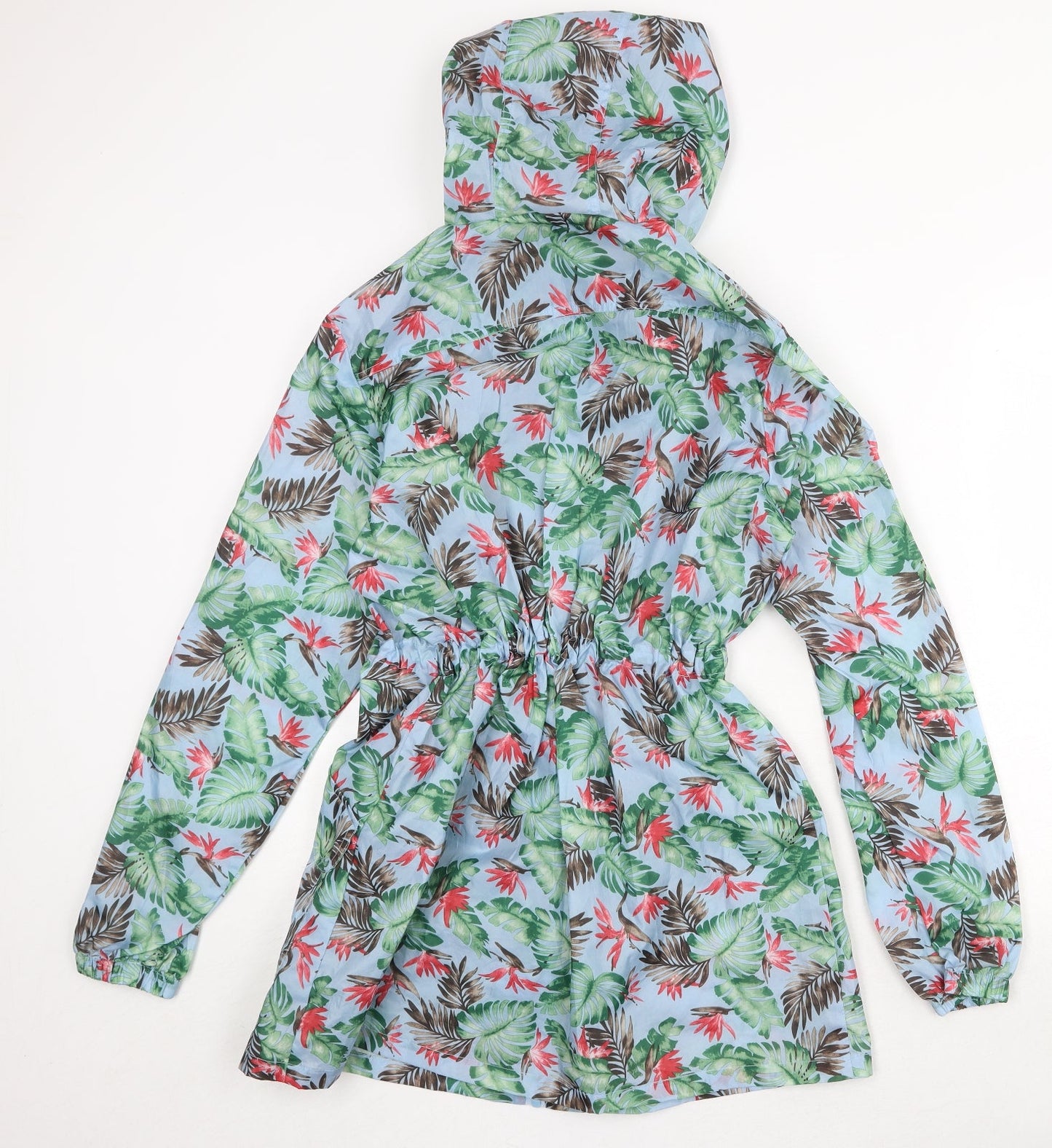 Harvey & Jones Womens Blue Geometric Rain Coat Coat Size 12 Zip