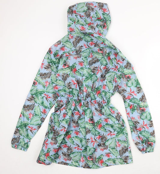 Harvey & Jones Womens Blue Geometric Rain Coat Coat Size 12 Zip