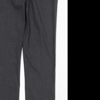Marks and Spencer Mens Grey Polyester Chino Trousers Size 34 in Regular Zip