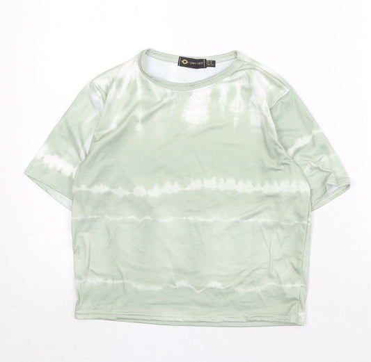 I SAW IT FIRST Womens Green Polyester Basic T-Shirt Size 14 Round Neck - Tie Dye