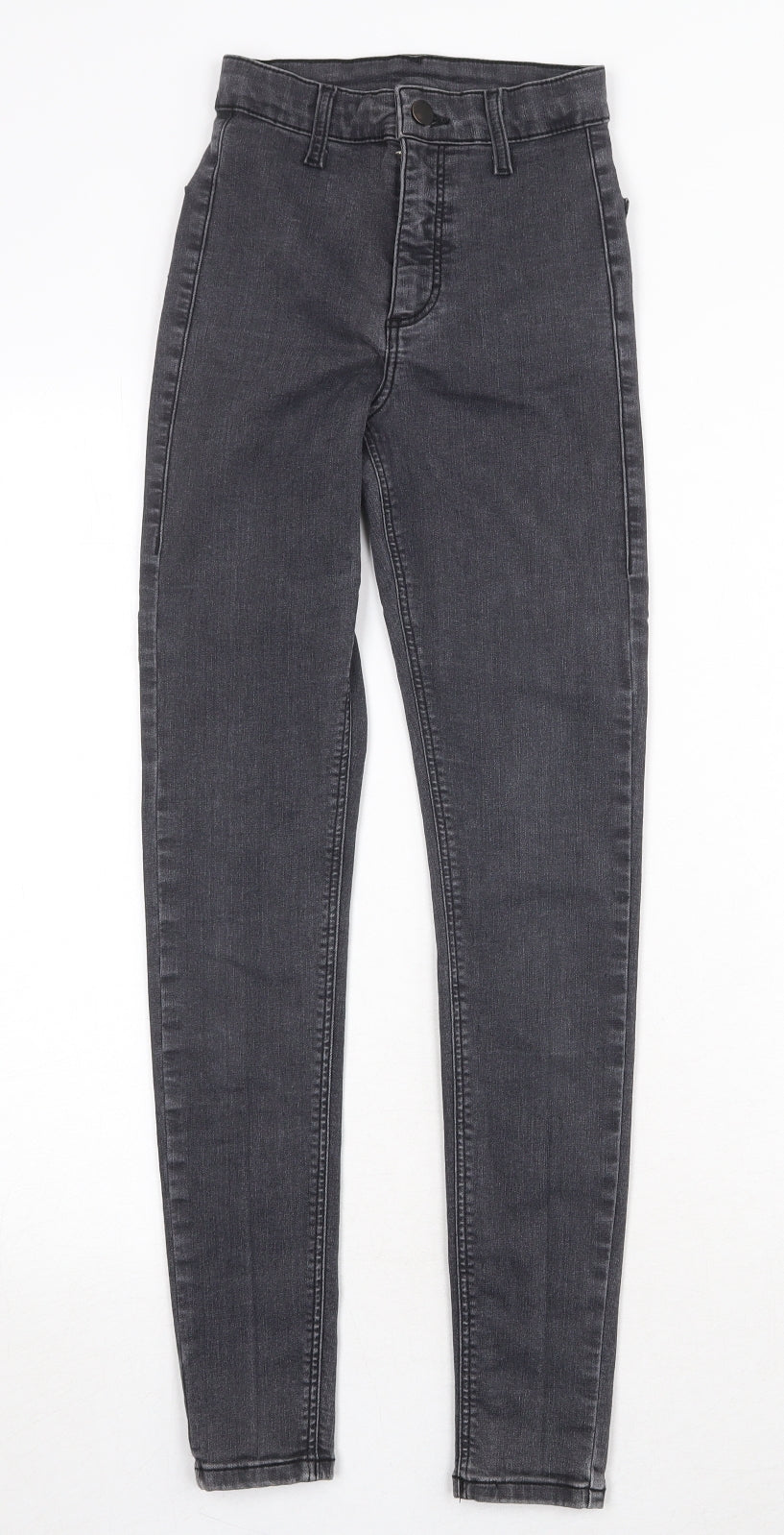 Topshop Womens Grey Herringbone Cotton Skinny Jeans Size 24 in Regular Zip