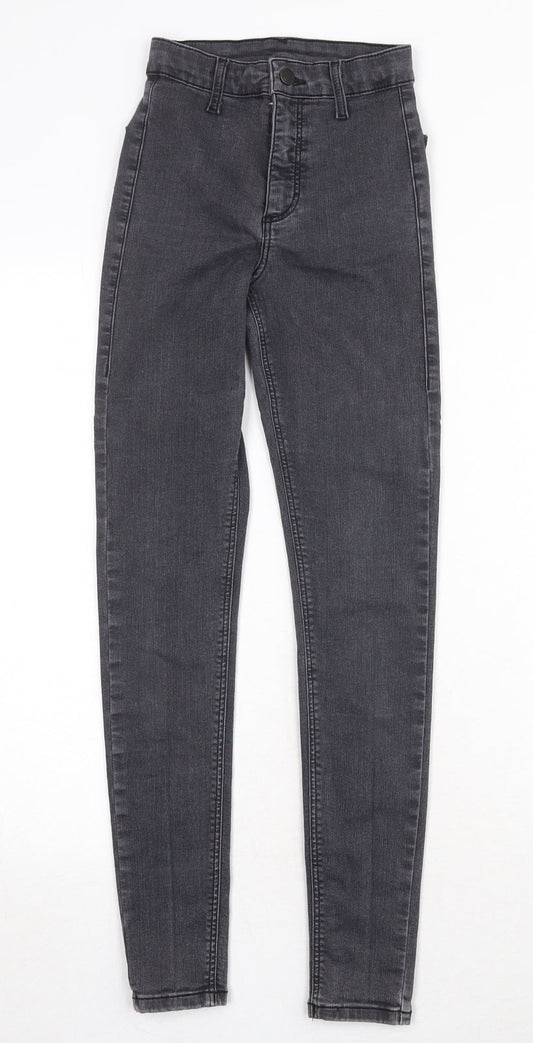 Topshop Womens Grey Herringbone Cotton Skinny Jeans Size 24 in Regular Zip