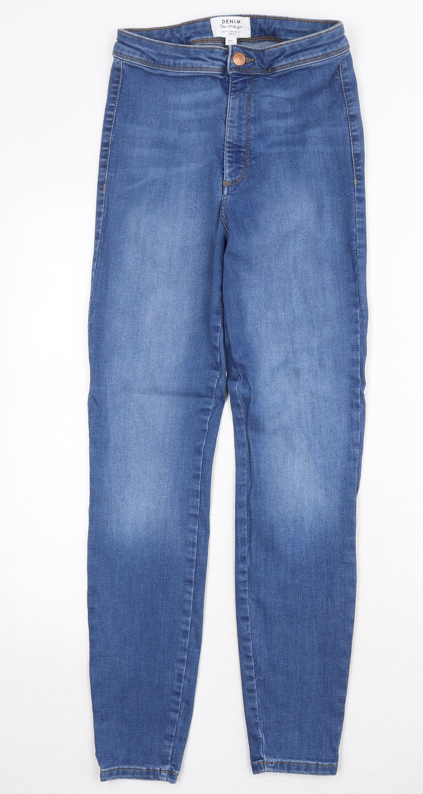 Miss Selfridge Womens Blue Cotton Straight Jeans Size 10 Regular Zip