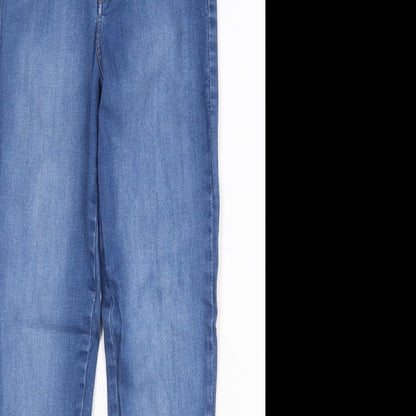 Miss Selfridge Womens Blue Cotton Straight Jeans Size 10 Regular Zip