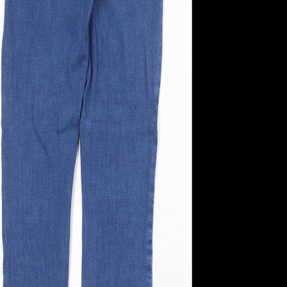 Miss Selfridge Womens Blue Cotton Straight Jeans Size 10 Regular Zip