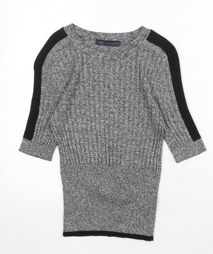 Marks and Spencer Womens Grey Round Neck Viscose Pullover Jumper Size 8