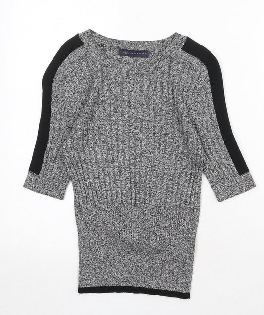 Marks and Spencer Womens Grey Round Neck Viscose Pullover Jumper Size 8