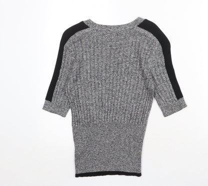 Marks and Spencer Womens Grey Round Neck Viscose Pullover Jumper Size 8
