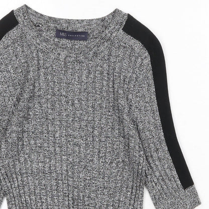 Marks and Spencer Womens Grey Round Neck Viscose Pullover Jumper Size 8