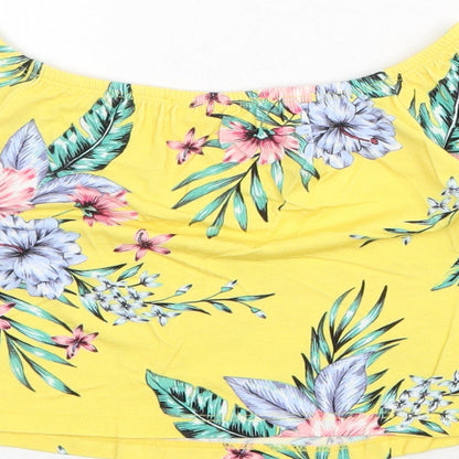 Select Girls Yellow Floral Viscose Basic T-Shirt Size 10-11 Years Off the Shoulder Pullover