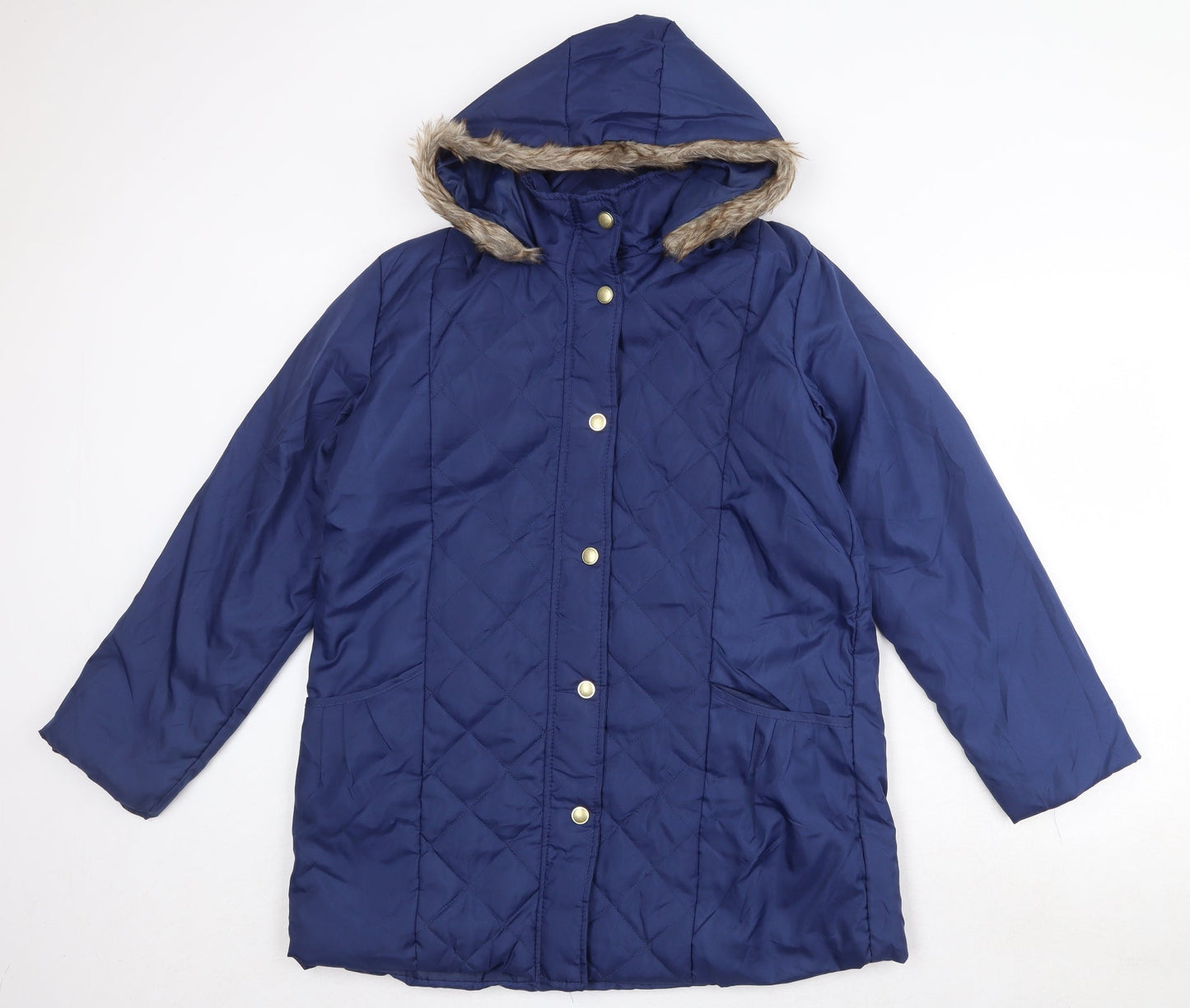 Womens UK Size S Anne de Lancay Blue Quilted Coat