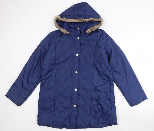 Womens UK Size S Anne de Lancay Blue Quilted Coat