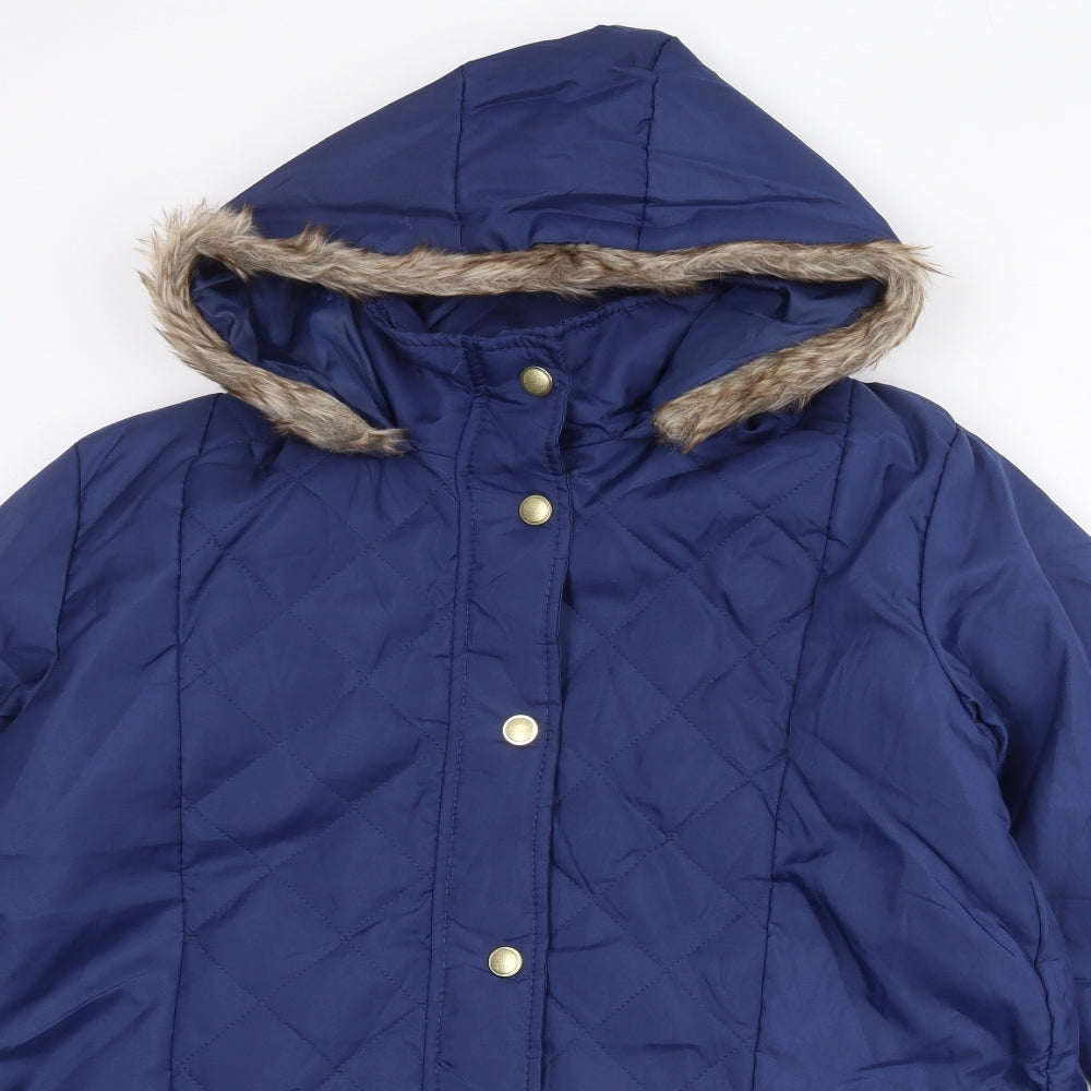 Womens UK Size S Anne de Lancay Blue Quilted Coat