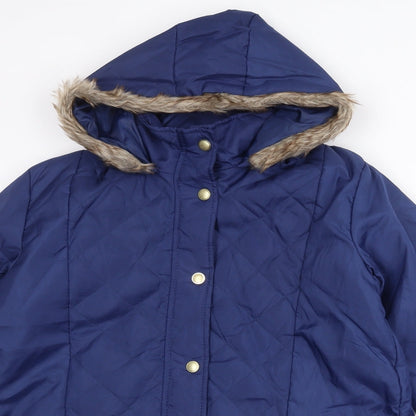 Womens UK Size S Anne de Lancay Blue Quilted Coat
