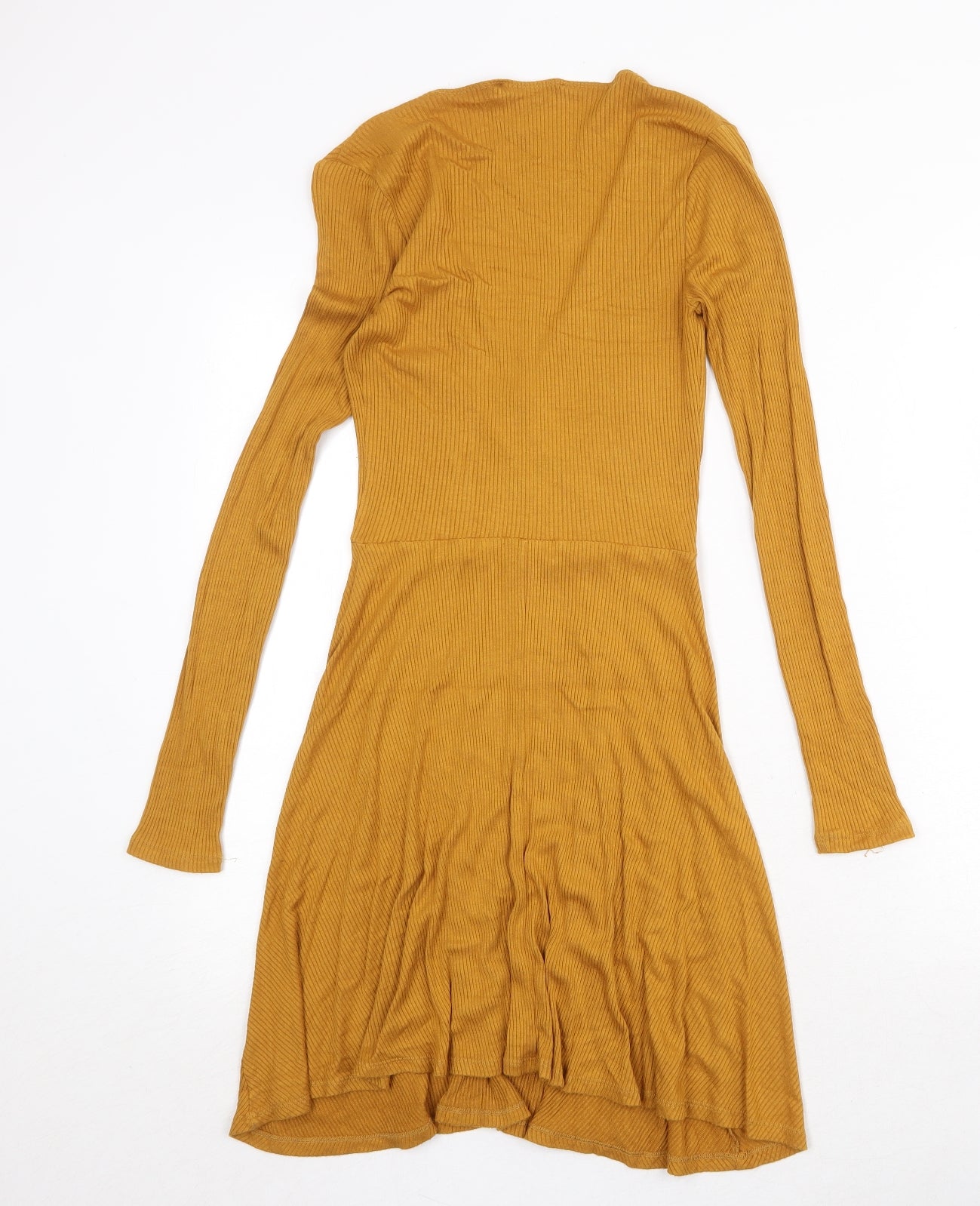 FOREVER 21 Womens Yellow Polyester A-Line Size S V-Neck Pullover