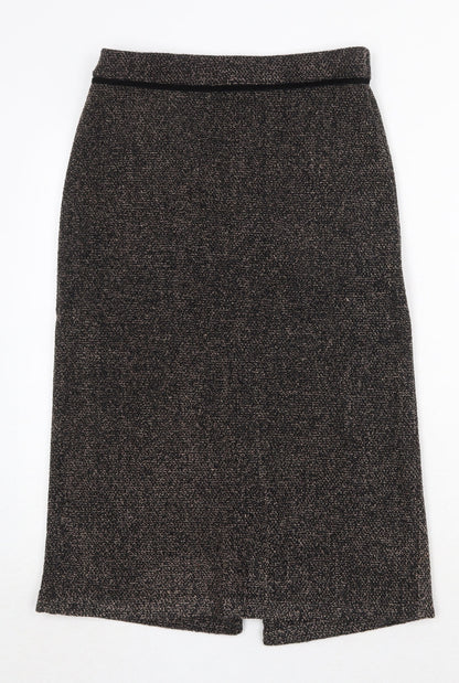 Marks and Spencer Womens Brown Polyester A-Line Skirt Size 8