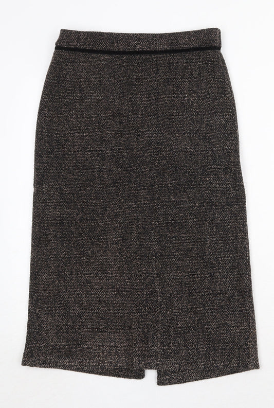 Marks and Spencer Womens Brown Polyester A-Line Skirt Size 8