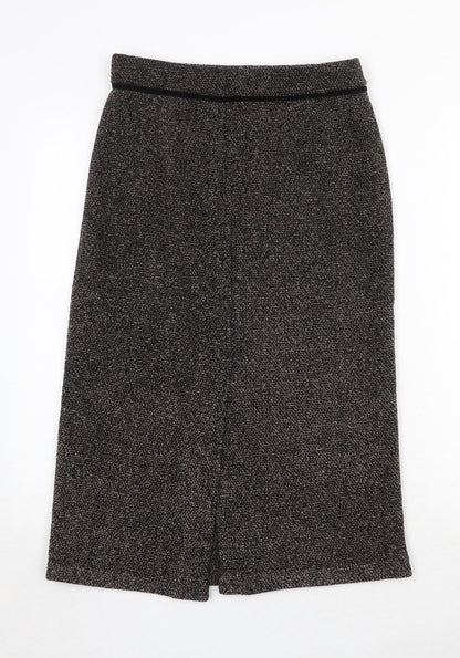 Marks and Spencer Womens Brown Polyester A-Line Skirt Size 8