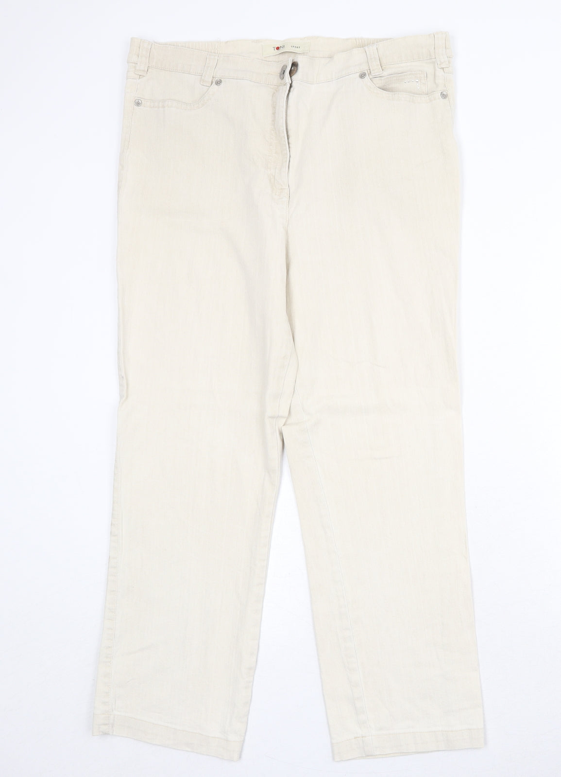 Toni Womens Beige Cotton Straight Jeans Size 35 in Regular Zip