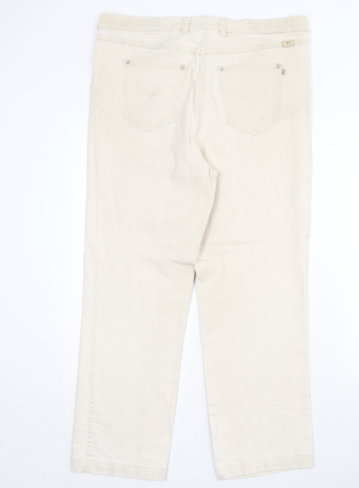 Toni Womens Beige Cotton Straight Jeans Size 35 in Regular Zip