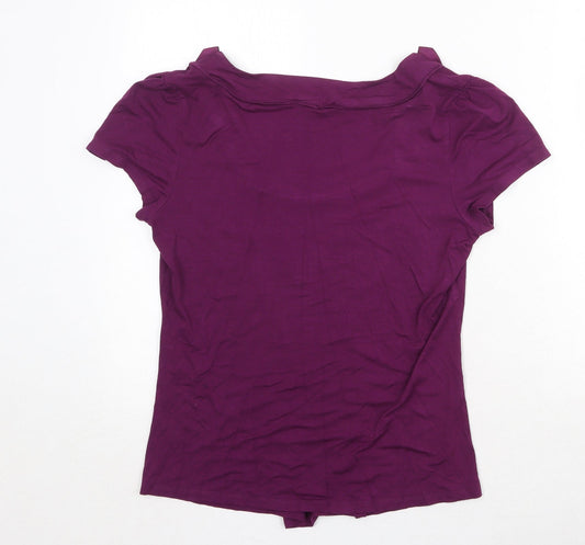 Bonmarché Womens Purple Viscose Basic Tank Size 14 Boat Neck - Pleat Neckline Detail