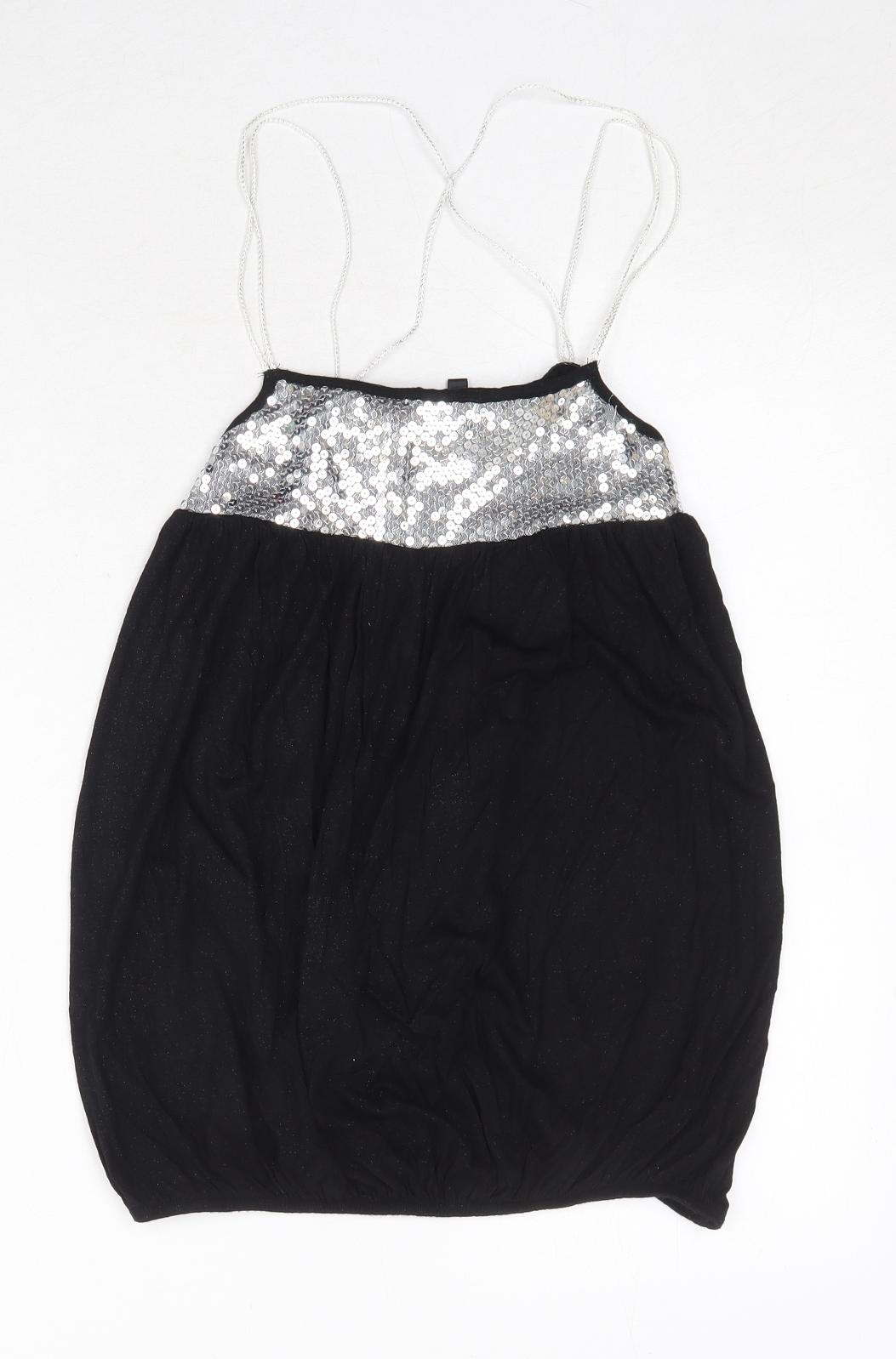 AX Paris Womens Black Polyester Camisole Tank Size 10 Square Neck